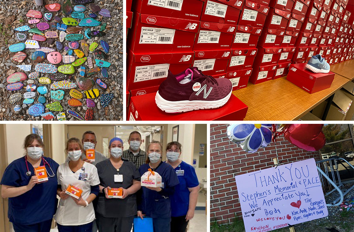 a collage of acts of kindness for the hospital staff